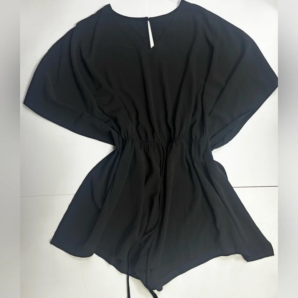 344. Black Sheer Sleeve Romper